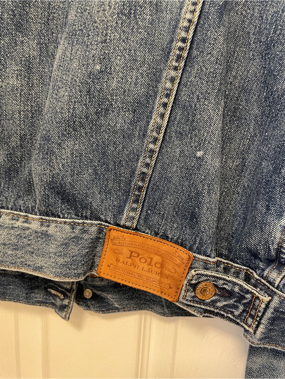 Polo by Ralph Lauren Distressed Blue Denim Jean Jacket - Picture 3 of 5